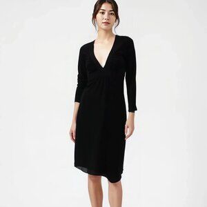 Susana Monaco Minimalist Black Empire Waist Fit & Flare Stretch Knit Dress M